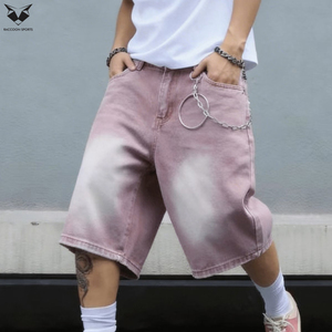 Light Color Knee Length Oversized Straight Knitted Denim Jorts Mens Streetwear Casual Summer Eco-Friendly Custom Logo Relaxed - Product Image 5