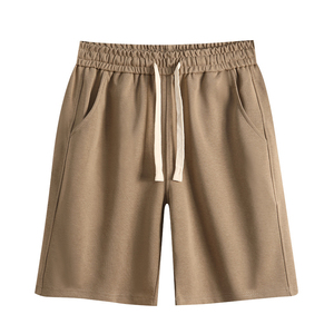 Shorts Bermuda en Coton Uni pour Homme, Taille Élastique avec Cordon de Serrage, Coupe Décontractée Ample, Tissu Tricoté Respirant, Taille Mi-Haute, Design avec Poches - Product Image 4