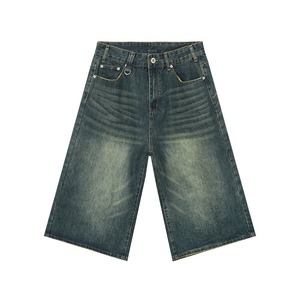 Shorts en jean pour homme, denim bleu délavé, shorts de bain, coupe large, décontracté, streetwear d'été - Product Image 2