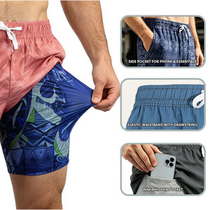 Reinforced <b>Stitching</b> 2 In 1 Gym Shorts For Men's High Quality Elastic Waistband <b>Hand</b> And <b>Machine</b> Washable Custom Color Shorts - Product Image 3