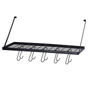 "<b>Wall</b> Mounted Square Grid Pot & Pan Organizer Shelf with 15 Hooks-15 Hooks <b>Wall</b> <b>Storage</b>" - Product Image 5