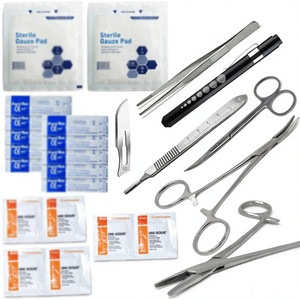 Juego de Práctica de Sutura Manual de Acero Inoxidable de 24 Piezas, Instrumentos Quirúrgicos Reutilizables para Estudiantes de Medicina y Enfermeras, Certificación CE Clase II - Product Image 1