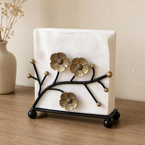 Servilletero Metálico Floral Vintage, Soporte para Servilletas Estilo Campestre Francés, Organizador Decorativo para Mesa, Decoración Rústica para Cocina y Comedor - Product Image 1