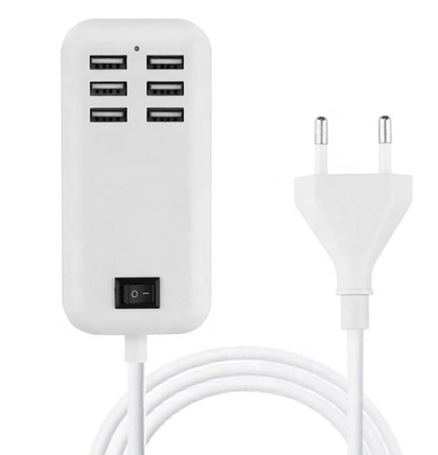 Portable 6-Port USB Wall Charger 5A 30W Multi-Device Desktop Charging Station Universal Power Adapter for Home Office Travel