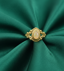 แหวนพลอยโอปอลเอธิโอเปียธรรมชาติ เงินแท้ 925 ทำมือ รูปทรงหยดน้ำ แบบคาโบชอง วินเทจ ดีไซน์เนอร์ เครื่องประดับผู้หญิง สำหรับคริสต์มาส - Product Image 6