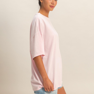 Camisetas Oversize Vintage Lavadas al por Mayor para Mujer, Estilo Urbano, Marca Personalizada, Estampado Casual, Color Rosa, Alta Calidad - Product Image 5