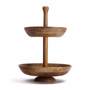 Soporte de Pastel de Madera de Acacia Ecológico de 2 Niveles, Torre Redonda Rústica para Cupcakes y Bandeja para Servir Postres, Ideal para Bodas y Panaderías - Product Image 5