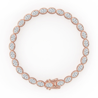 Modern Oval Kesim Pırlanta Tam Çerçeveli Tenis Bilekliği 14kt 18kt Altın Düz Çağdaş Sıralı Bağlantılı Bileklik