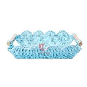 Best Selling Recyclable Wicker Serving Tray Straw Paper Rope Laundry Basket Handicraft Storage Tray Direct Wholesale Vietnam - Product Image 4