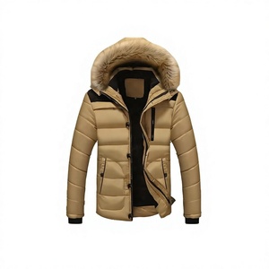 Veste d'hiver matelassée pour homme, à capuche, épaisse et chaude, avec col en fourrure, fermeture éclair, style décontracté, noir, rembourrage en polyester, 2026 - Product Image 4