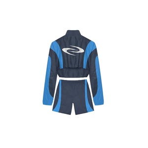 High Quality Custom Breathable Women Windbreaker <b>Suit</b> Cropped <b>Jacket</b> Long Sleeve <b>Jacket</b> And Shorts Tow Piece Sets - Product Image 3