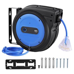 Avvolgicavo retrattile per impieghi gravosi da 80 piedi 12AWG/3C SJTOW, 15 Amp, con presa tripla illuminata, cavi di alimentazione e prolunghe - Product Image 1