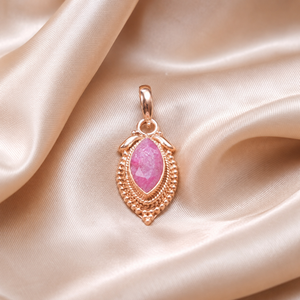 Natural Marquise Pink <b>Ruby</b> Gemstone Pendant Pure 925 Sterling Silver Rose Gold Plated Handmade Minimalist Jewelry Gift for Party - Product Image 3