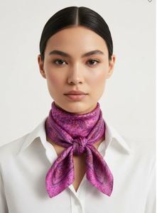 Top Quality Handcrafted Marble Pink Print Silk Bandana 50x50cm Silk <b>Scarf</b> From India Supplier At Best Price - Product Image 3
