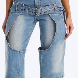 Wholesale Customized Plus Size Breathable Eco-Friendly <b>Elastic</b> <b>Waist</b> Skinny Sexy Women Denim Casual <b>Jeans</b> Pants - Product Image 4