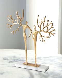 Gold Plated Crystal Foliage Sculpture Marble Base Contemporary Artistic Tabletop Decor for Living Room Housewarming Gift - Product Image 4