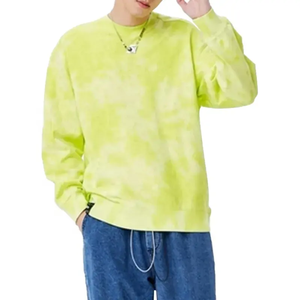 Sweat-shirt unisexe surdimensionné en tricot tie-dye, col rond, style décontracté, vêtement d'été, manches régulières, vert jaune - Product Image 3