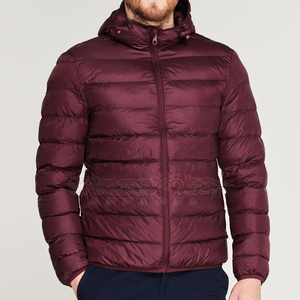<b>Men</b> <b>Hooded</b> Down Puffer Jacket Solid Color Windproof Winter <b>Coat</b> Oem Private Label - Product Image 2