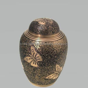 Urne funéraire en laiton de haute qualité pour cendres humaines ou d'animaux de compagnie, taille mini 6 pouces, capacité de 200 à 220 pouces cubes, designs personnalisables - Product Image 1