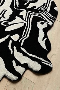 Alfombra de Lana Abstracta de Pelo Corto, Hecha a Mano, Premium, Color Beige Neutro Moderno, Apta para Mascotas, Antideslizante, Ecológica, para Uso Doméstico y Comercial - Product Image 4