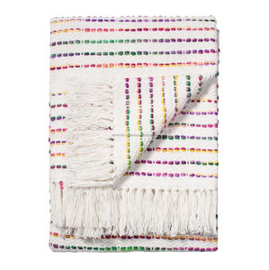 Manta de cama de algodón bohemio hecha a mano con textura de espiga borla borde fabricante indio para exportación al por mayor - Product Image 2