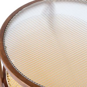 Tavolino da Caffè in Rattan Fatto a Mano Stile Boho 31,5 Pollici con Piano in Vetro per Soggiorno, Balcone, Patio o Camera da Letto - Product Image 4