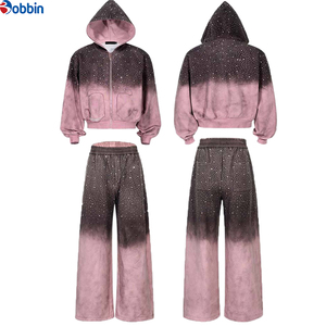 Conjunto de 2 Piezas de Ropa Urbana para Hombre, Sudadera con Capucha y Pantalones Deportivos, Pantalones Deportivos con Lavado Ácido y Pedrería para Hombre - Product Image 4