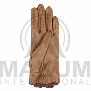 customized breathable brown dressing gloves in high quality leather very cheap price - Product Image 4