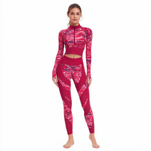 Ensemble deux pièces pour femme : veste zippée compressive et leggings de yoga, vêtements de sport et de fitness - Product Image 4