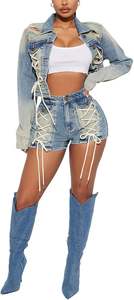 Conjunto de Shorts de Mezclilla Vintage Ecológicos de Verano para Mujer, Camiseta de Manga Corta a la Moda, Conjunto Casual de Dos Piezas con Shorts Holgados - Product Image 2