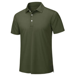 Chemise de golf décontractée pour homme, couleur vert olive, à manches courtes, en mélange polyester/coton, respirante et écologique |   Premium - Product Image 1