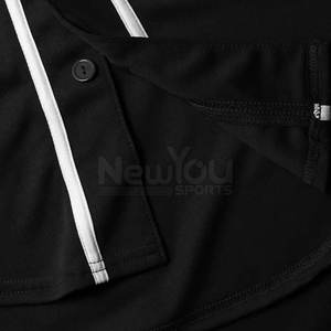 Nouveau Maillot de Baseball Homme NOIR Imprimé Manches Courtes Boutons Devant Respirant Polyester Imprimé par Transfert Thermique Coupe Classique - Product Image 3