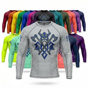 Maillots de compression ajustés à manches longues en polyester et élasthanne de qualité supérieure, protection UV pour le surf et la natation, rashguard personnalisé - Product Image 1