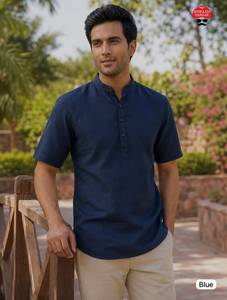 Indian Pakistani Traditional <b>Short</b> Linen <b>Kurta</b> <b>For</b> <b>Men's</b> Elegant Party Wear Festive Office Wear <b>Kurta</b> Fashionable <b>Kurta</b> <b>Men</b> Wear - Product Image 1