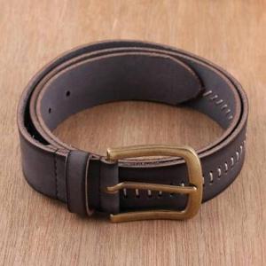Black Color 100% Genuine Leather Men's Belt Waterproof Steel Buckle Vintage Fashion Casual Style Hot Sell - Product Image 5