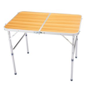 Tavolo Pieghevole Quadrato in Alluminio Leggero con Finitura Effetto Legno, 90 cm, Altezza Regolabile, Richiudibile per Camera da Letto e Cucina - Product Image 4