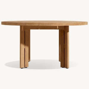 Table ronde en teck robuste et résistant, idéale pour la terrasse de la maison ou comme belle table à manger. - Product Image 6