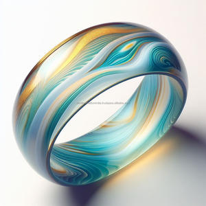 Exquisito brazalete de resina étnica para mujer, artesanía elegante con diseño elegante, Material dorado ligero para regalos - Product Image 1