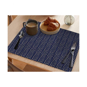 Sustainable Navy Blue Dining Table Mat Cotton <b>Placemat</b> 30x45cm Lightweight ISO Certified India Wholesale Oriented Product - Product Image 1