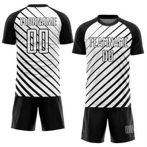 Camiseta de Fútbol para Hombre, Rayas Blancas y Negras, Cuello Redondo, Manga Corta, Poliéster que Absorbe la Humedad, Corte Regular para Adultos, Estampado Sublimado - Product Image 5