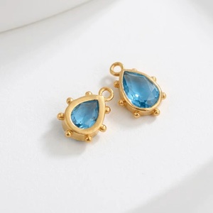 Colgante de Topacio Azul Natural en Forma de Lágrima con Cuentas Doradas, Gemas Facetadas para Fabricación de Joyería y Collares DIY - Product Image 1