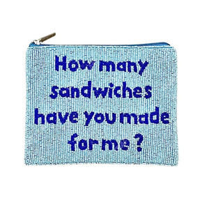 Pochette à fermeture éclair mini pour femme, faite main, perlée, avec citation textuelle amusante, style pochette à sandwich, cadeau fantaisie, fournisseur OEM - Product Image 1