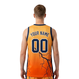 Ensemble d'uniformes de basketball à motif craquelé pour hommes, maillot sans manches à col rond et short ample assorti, nom et numéros d'équipe personnalisés - Product Image 4