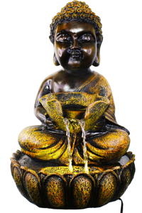 Fontaine d'eau avec figurine de Bouddha en résine, décoration zen religieuse asiatique pour table, sculpture lumineuse d'intérieur pour salon, idéale pour un cadeau de pendaison de crémaillère - Product Image 2