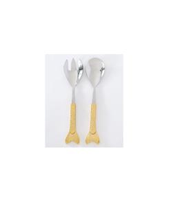 Juego de utensilios para ensalada de acero inoxidable ecológicos para catering profesional con mango largo - Product Image 1