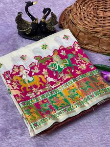 Women's Other Saree Hand Drawn Printed Design Traditional Indian <b>Wedding</b> Wear Regular Regular Fit Adult Size Quick Dry All - Product Image 4