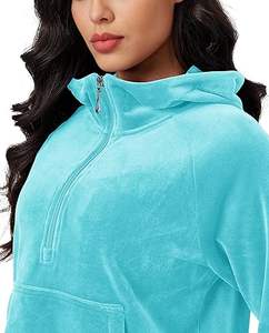 Sudadera con Capucha de Forro Polar de Alta Calidad para Mujer, Sudadera con Cierre de Cremallera, Color Sólido, para Exteriores, Invierno, Secado Rápido, Ligera - Product Image 1