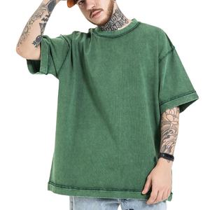 เสื้อยืดโอเวอร์ไซส์สำหรับผู้ชายเสื้อยืดสตรีทผ้าแอซิดแอซิดสำหรับผู้ชายเสื้อยืดผ้าฝ้าย100% สะพายไหล่ - Product Image 1