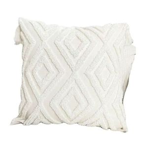 Bohemian Geometric Knitted Cotton Throw <b>Pillow</b> Cover Square Removable Washable Envelope Closure White <b>Decorative</b> <b>Pillow</b> For Sale - Product Image 1