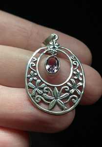 Pendentif floral en améthyste naturelle, serti de lames en or, fait main, en argent sterling massif, magnifique cadeau pour elle, idéal pour les fiançailles - Product Image 6